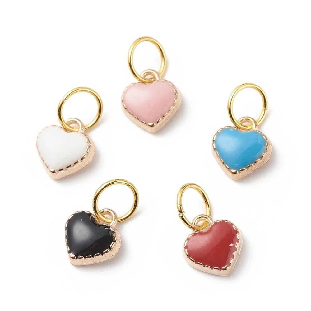 8725 100Pcs Colorful Valentine Love Heart Charms Pendants Cute Mini Enamel
